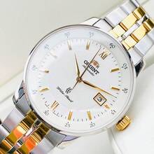 ORIENT Herren Quarzuhr - Edelstahlarmband, weißes Zifferblatt, 100M wasserdicht, modischer koreanisch-japanischer Stil SER02001W0