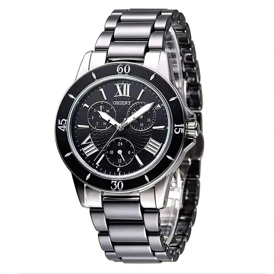 ORIENT Women's Watch-  Crystal Indexes, Triple Subdial With Date & Day, Guilloche White Dial, Water Resistant SUT0F003S0