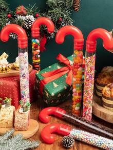 6/12pcs Large Candy Cane Plastic Tubes, Transparent With Red Lid, Christmas Party Supplies, Festive Gift Filler For Christmas, Home & Kitchen Party Favors, Candy Box, Christmas Packaging, Gift Boxes, Seasonal Gift Packaging, Holiday Candy Storage, Decorative Party Supplies, Festive Design, Durable Plastic, Sturdy Party Favors, Party Favor Boxes, Candy Containers, Home Decorators, Party Planners