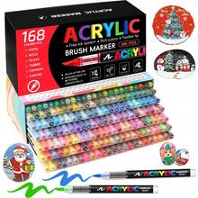 288 couleurs Stylos marqueurs acryliques, marqueurs à pointe souple opaque pour étudiants, estompables, effet aquarelle, fournitures artistiques de haute qualité pour le DIY, la peinture sur canevas, tissu, pierre, bois, verre, papier, plastique, idéal pour la rentrée scolaire - Stylo marqueur acrylique liquide direct - Voir 9