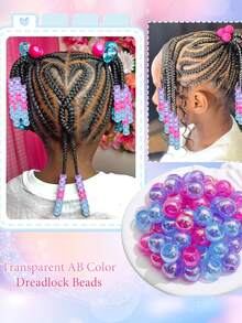 60 piezas de cuentas de caramelo de colores para decoraciones de trenzas desordenadas de niñas, estilo punk rock callejero - Multicolor - Ver 3