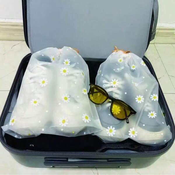 2/5/10 piezas Bolsa de almacenamiento de plástico transparente, bolsa de embalaje de zapatos de viaje portátil, bolsa de zapatos impermeable, organizador de bolsa de zapatos con cordón, para hombres y mujeres - Dibujos animados (35cm*25cm)