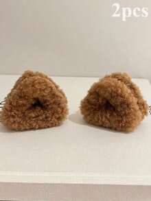 2pcs Soft Plush Cat Ears With Small Paws And A Cute Princess Hairstyle With Fluffy Hair Accessories Winter Claw Clips Elegant Hair Clips Fashion Hair Clutch