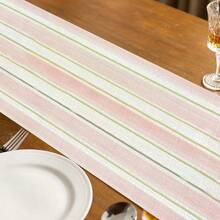 1pc Pink Striped Christmas Tree Table Runners,13*60inch, 13*72inch, 13*91inch Rectangular Durable Table Runners,Kitchen Centerpiece Table Runners,Perfect For Christmas Party Decorations, New Year's Eve Dinner Decorations, Kitchen And Dining Table Decorations, And Indoor And Outdoor Decorations - Pink - View 4