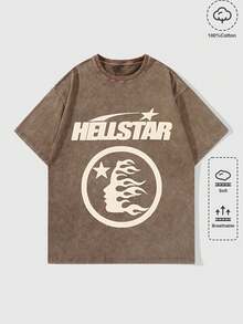 EWH Men's T-Shirt, Retro,  Print, Pattern, Loose Fit, Short Sleeved, Top 004 - A - Cà phê nâu - Xem 1