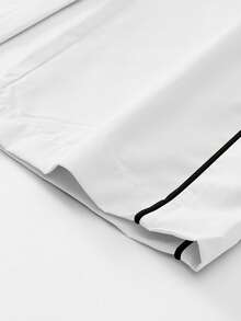 Pantaloni sport respirabili, ușori, cu dungi, casual, pentru bărbați, de vară, la modă, versatili și cu picior drept - alb - Vizualizare 4
