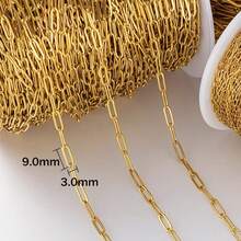 2meter 18K Gold PVD Plated Stainless Steel Paperclip Chains Oval Link Bulk For DIY Adjustable Necklace Bracelet Jewelry Craft Making 1.5/2.2/2.5/3.0/3.5/4.0mm Width - Chain - View 15