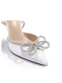 Women's Sexy Rhinestone Ankle Strap High Heels - Closed Toe Strappy Dress Pumps For Wedding, Bridal Party, Prom, And Evening Events - trắng - Xem 6