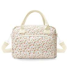 1Piece Portable Lunch Bag Large Reusable Insulated Lunch Box Bento Pouch Dinner Insulation Bag Student Thickened Cute Lunch Fruit Bag Pink Strawberry Stripe Leopard Print Small Floral Bag For School School Accessories School Stuff - 紅碎花 - 查看 2