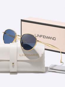 Kính thời trang trang trí gọng kim loại tròn cổ điển LINFEMAND, Unisex, Thích hợp cho du lịch mùa hè, thường ngày, lái xe, tiệc tùng, quà tặng lễ hội - Nhiều màu - Xem 3