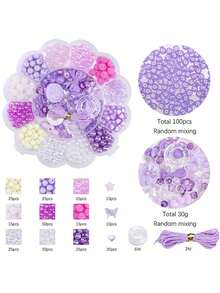 Acrylic Round Beads Box Kit, Pearl Beads Kit For Jewelry Making, DIY Bracelets Necklaces Rings, Friendship Gifts Mobile Phone Pendant Decorate Accessories