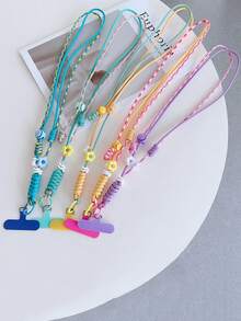 1 pieza Cordón ajustable de nailon con colgante floral, correa transversal resistente, correa para la muñeca para teléfono, cámara, bolso, unisex