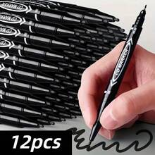 100 szt./70 szt./30 szt./10 szt./4 szt./1 szt. Dwustronny marker permanentny – alkoholowy i oleisty, czarny, z cienką i skośną końcówką, nie rozmazuje się, nadaje się do malowania, szkicowania – artykuły biurowe, szkolne i biurowe.