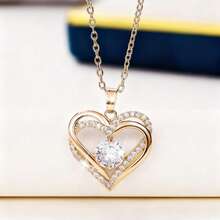 1 PC Romantic Cubic Zirconia Heart Necklace Pendant For Women Valentine's Day Gift Wedding Jewelry