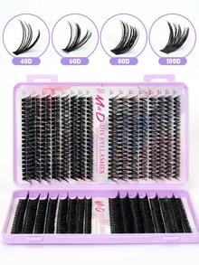 Zestaw do przedłużania rzęs C Curl Lash Clusters, 608 kępek, 100D, pojedyncze, delikatne rzęsy, 9-18 mm, o mieszanej długości, do samodzielnego stosowania w domu. - D - Zobacz 6