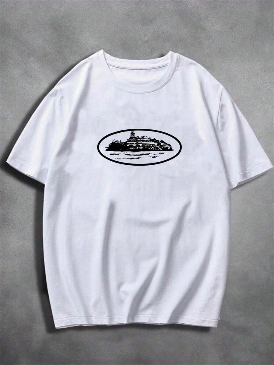 Camiseta Alcatraz Básica Streetwear Unissex 100% Algodão Kanji Dragão Streetwear Lançamento Envio Hoje Infantil Ao Plus Size!! - Branco - Visão 1