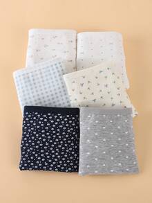 6 Peças Calcinhas de Algodão Plus Size para Mulheres, Xadrez e Floral Miúdo, Calcinha Confortável de Corte Alto - Multicolorido - Visão 10