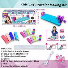 女孩手链制作套装 - DIY手工编织友谊手链工艺套装，包含时尚手链编织工具。全套工艺材料包，包含创意贴纸手链、DIY串珠链和入门级珠宝制作材料。非常适合女孩制作友谊手链、增进母女感情以及进行寓教于乐的手工项目。 - 彩色 - 查看 10