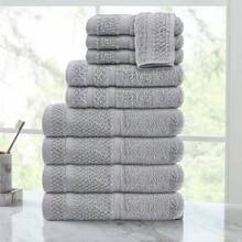 10/18 Piece 100% Cotton Towel Set - Contain Bath, Hand And Washcloths - Super Soft And Highly, Absorbent, Solid Towel Set For Bathroom, Hotels, Spa And Gym, Outdoor Sports, Golf Towel, Camping Towel - Grey - View 2