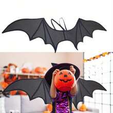 Alas de murciélago vampiro oscuro y malvado plegables y simuladas, adecuadas para fiestas de Halloween, fiestas de disfraces, actuaciones en el escenario, regalos navideños - Negro - Ver 4