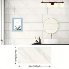 10/20pcs Ivory White Marble Effect Ceramic Tile Wall Stickers, Easy To Apply And Remove, Waterproof Self-Adhesive Sheets, Suitable For Kitchen, Bathroom, Home Decor, Etc