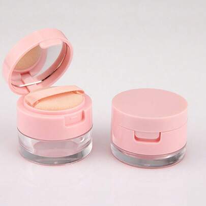 1pc Portable Makeup Powder Compact With Mirror, Sieve And Cover - Transparent Compact Suitable For Loose Powder, Mini Travel-Friendly Makeup Setting Powder Container