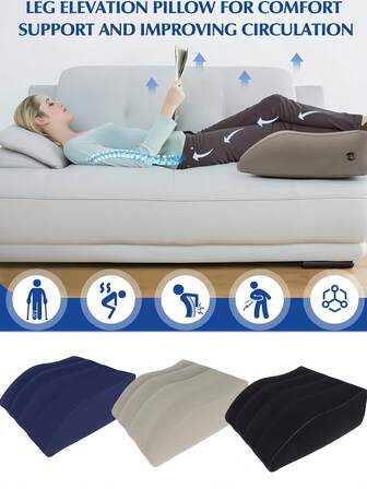 1 pieza Almohada cuña inflable con bolsa de almacenamiento, cojín de colchón de aire para alivio del dolor de piernas y espalda, soporte para piernas, almohada reclinable ajustable para dormir, viajes, soporte de espalda