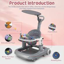 Andadera Musical Bebé Juguetes Interactiva Plegable 4-in-1,Andador para bebé, andador multifuncional con patas arqueadas, se puede empujar o sentarse para aprender a caminar. - Gris - Ver 4