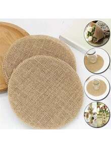 10/12/24/30 Stück runde Leinen-/Juteuntersetzer, Topflappen, hitzebeständige Tischsets für Küche und Esszimmer, Hochzeitsdekoration, Heimdekoration, geeignet für Hochzeit, Geburtstag, Familientreffen, Restaurantdekoration, grobe Leinenuntersetzer im Herbststil, verhindern Verschütten oder Kratzer auf der Tischoberfläche, können für Basteln und Dekorationen verwendet werden