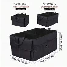 Foldable Car Trunk Storage Bag, Waterproof Car Storage Bag, Portable Large Capacity Trunk Storage Bag With 3 Compartments, Universal Version Suitable For SUV, Sedans, Trucks - 黑色 - 查看 2