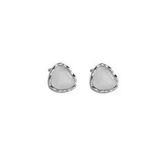 Pendientes de botón de piedras preciosas triangulares hipoalergénicos de plata de ley 925, pendientes triangulares coloridos y lindos para niñas, pendientes elegantes para mujeres adecuados para uso diario y fiestas