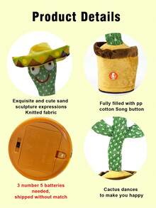 1个会跳舞的仙人掌，神奇的花朵，可重复录音，发光娃娃，创意毛绒扭动身体娃娃，会唱歌，青少年减压恶作剧玩具 - 彩色 - 查看 11