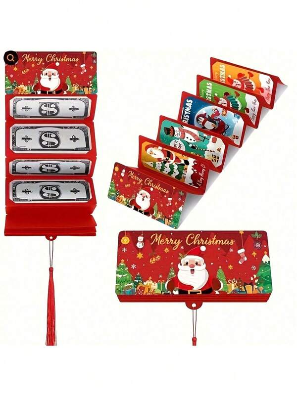 10/5/1pc Christmas Money Bags & Gift Card Holders - Christmas Gifts 10-Slot/Pack Santa Claus Holiday Design With Snowflakes,"Merry Christmas", Birthdays, Thanksgiving, Christmas Gift Bags, Festive Design, Decorative Illustrations, Party Favors, Snowflake Pattern, Christmas Decorations