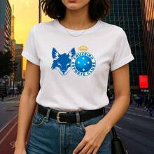 Women's T-Shirt Launch Cruzeiro Fox Mascot 100% Cotton Yarn 30.1 - 白色 - 查看 2
