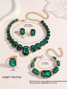 5pcs/Set Luxury Elegant Sophisticated Necklace, Earrings, Bracelet And Ring Jewelry Set, Suitable For Women's Daily Commute, Wedding, Party, Holiday Gift