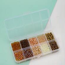 1 盒 10 款 4 毫米玻璃扁珠，DIY 手链、项链、鞋子、帽子、包包、手机链、钥匙扣、工艺品和礼品制作配件 - 10格4mm扁珠(800顆) - 查看 23