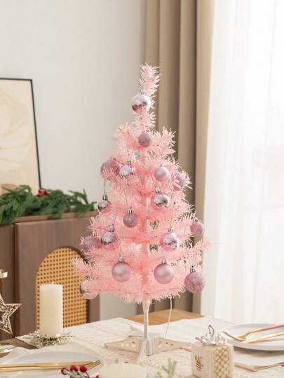 MEHELANY 1 Pieza Árbol de Navidad Artificial Mini, 30cm/11.81" Árbol de Navidad Rosa con Base de Plástico, Árbol de Pino Falso para Fiesta de Invierno, Decoración Navideña DIY, Sala de Estar, Vacaciones, Hogar, Oficina, Jardín, Decoración de Boda, Decoración de Fiesta de Año Nuevo (30/45/60/90/120/150/180cm)
