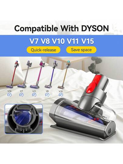 1pc Wellmi Mini Motorized Brush Head V7 V8 V10 V11 V15, Quick Release Upholstery Tool, Durable Plastic Polyester, Compatible Stofzuiger Cleaner Accessories, No Battery Required