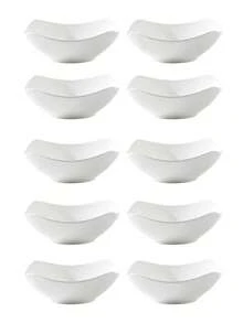2pcs/4pcs/6pcs/8pcs/10pcs Reusable White Salad Bowls And Plates Set, PP Plastic Bowls And Plates For Cold Dishes, Cooked Food, Desserts, Party Food, Stackable Storage, Suitable For Family Gatherings, Hotels, Microwave, Outdoor RV/Camping Picnic Parties, Lightweight, Collapsible, Summer Wedding Tableware - White - View 11