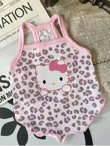 Sanrio Chaleco de gato de seda de hielo ligero de verano, anti-desprendimiento, transpirable, ropa fresca para mascotas, vestido con tirantes