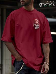 Shirt Oversized Streetwear Angel Money Dollar Cupid Angel Drawing Printed Anime REF 7177 FLUXOGEEK - 紫紅色 - 查看 4