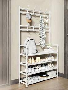 1pc Multi-Functional Coat Rack, Shoe Rack, Storage Rack, Movable And Easy To Assemble, Suitable For Living Room, Entrance, Bedroom, Study, Office, Holiday Gift, Valentine's Day Gift, Children's Gift