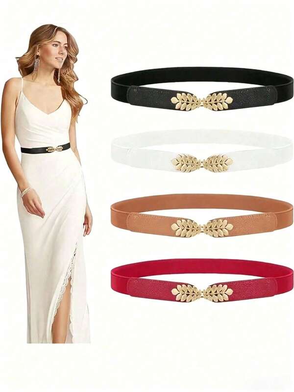 4 Stücke modischer, minimalistischer, vielseitiger Gürtel mit elastischem Bund, dehnbarer Taillengürtel für Damenkleider
