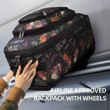 NEW YORK XPRESS 2 In 1 Carry On Travel Backpack 20" Rolling Backpack For Women Men With Wheels & Telescopic Handle For Work Weekend School & Short Trips - PAPS-FLORAL - 查看 4