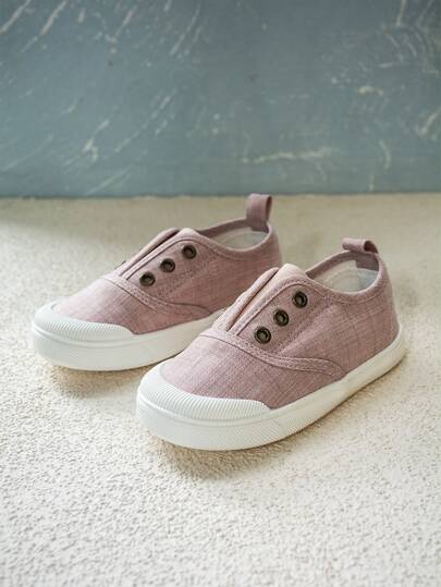 1 Pair Girls' Pink Elastic Slip-On Casual Sneakers, Fashionable & Breathable, Suitable For Spring & Autumn