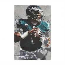 Impression sur canevas d'art moderne de quart-arrière de football américain - Décoration murale thématique de sports classiques et art déco, orientation portrait, affiche sur canevas sans cadre pour salon, bureau à domicile et chambre à coucher - 12x18 pouces, art mural sans cadre