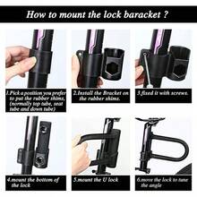 Candado en U para Bicicleta Combinación Segura Antirrobo para Trabajo Pesado con Grillete de 1.2M Cable de Longitud Llaves y Soporte de Montaje Resistente para Scooters, Motocicleta y Más (Negro) - Negro - Ver 4