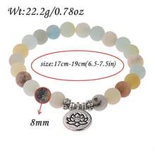 سوار خرز أمازونيت طبيعي مع تميمة شجرة الحياة والأزهار والبوذا والأوم، سوار للتأمل والروحانيات للرجال والنساء