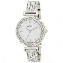 Guess Monroe W1152L3 Elegant Lady's Quartz Watch Silver Round Dial And Rose Gold Tone Mesh Bracelet Casual Watch For Women Suitable For Daily Business Wear Holiday Gift For Lover W1152L1/W1152L2/W1152L3