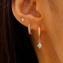 European And American Bestselling Star And Moon Asymmetric Earrings Three-Piece Set Fashion  Earrings Studs Ear Clips - 18 KC金8110 - 查看 6
